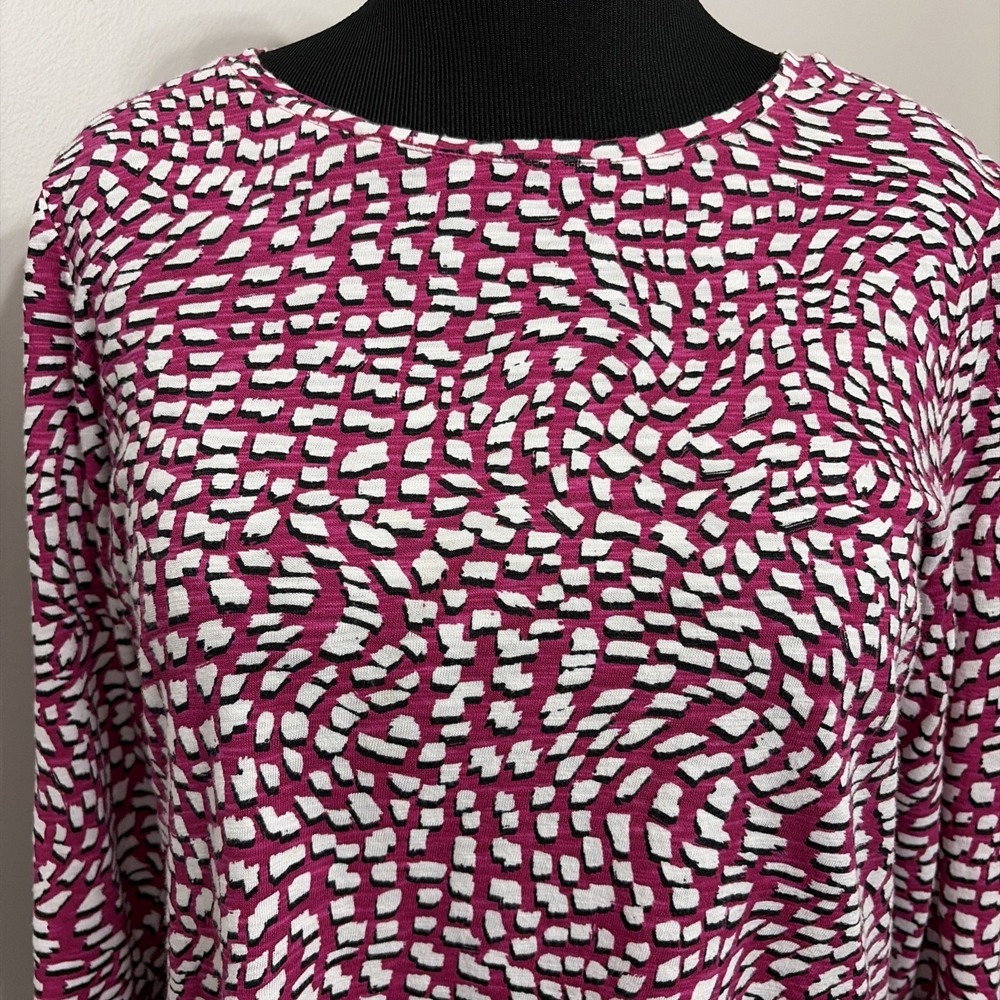 Chico's Modal Blend Top Women Size 2 L 12/14 Pink Geometric 3/4 Sleeve Tunic - Picture 7 of 10